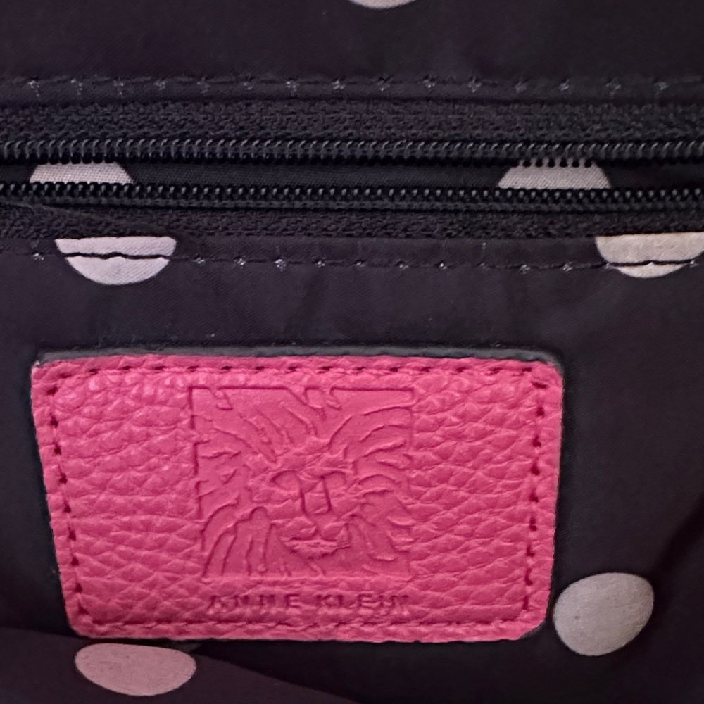 Anne Klein Raspberry Pink Pebbled Leather Shoulder Bag - Picture 6 of 10